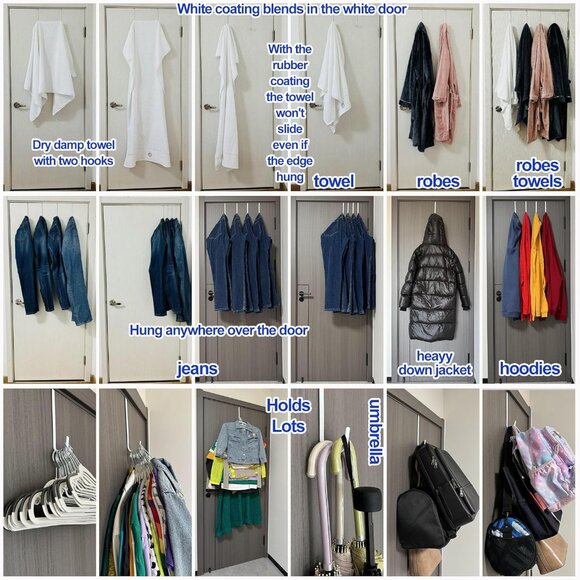 Over The Door Hooks White 4 Pack - Picture 4 of 6